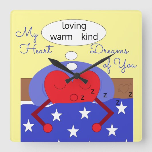 My Heart Dreams of You: Quadratische Wanduhr (Vorderseite)