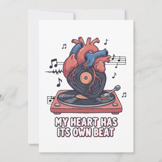 "My Heart Has Its Own Beat" Funny Vinyl Record Dankeskarte (Vorderseite)