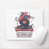 "My Heart Has Its Own Beat" Funny Vinyl Record  Mousepad (Mit Mouse)