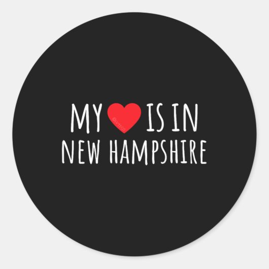 My Heart Is In New Hampshire Cute American State Runder Aufkleber (Vorderseite)