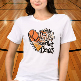 My Heart Is on the Court Heart Basketball Mom Nana Tri-Blend Shirt