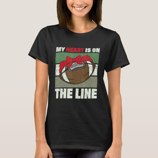 My Heart Is On The Line Offensive Lineman Retro Vi T-Shirt (Vorderseite)