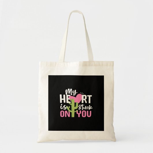My Heart Is Stuck On You Cactus Heartfelt Design  Tragetasche (Vorne)