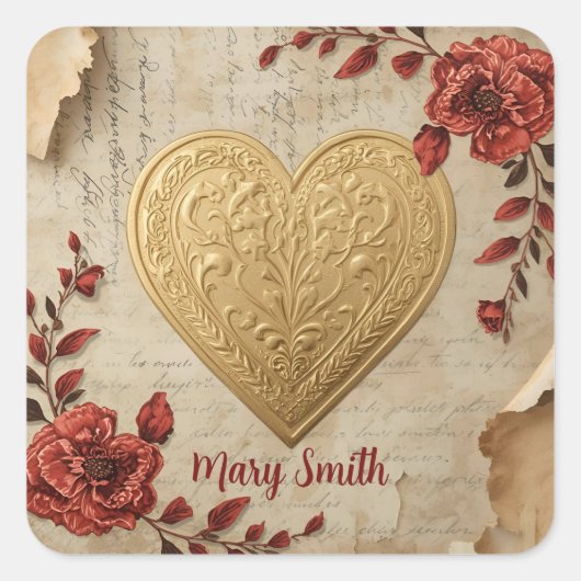 My Heart  Quadratischer Aufkleber (Vorderseite)