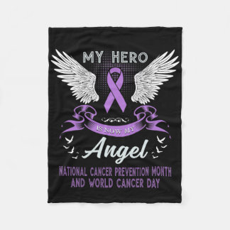 My Hero Is Now My Angel World Cancer Day Lavender  Fleecedecke