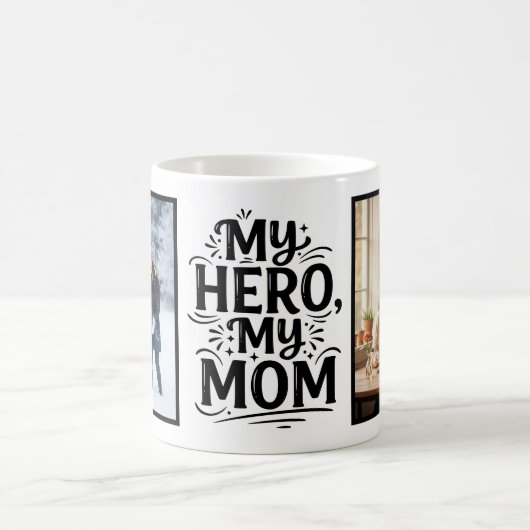 My Hero My Mom Bold Personalized 2 Photo Kaffeetasse (Mittel)