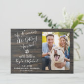 My Humans Getting Married Rustic Pet Wedding Dog Save The Date (Stehend Vorderseite)
