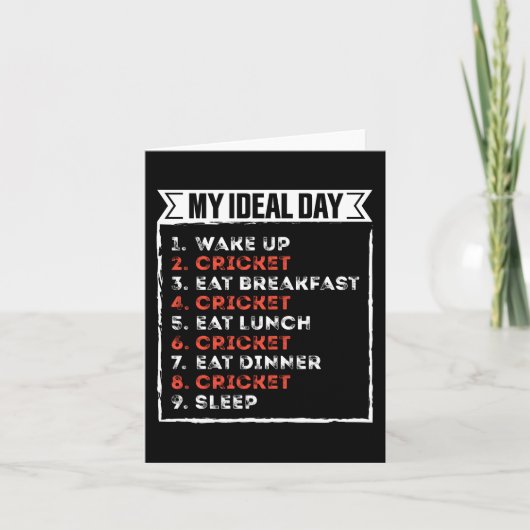 My Ideal Day Funny Cricket Birthday Gift Karte (Vorderseite)