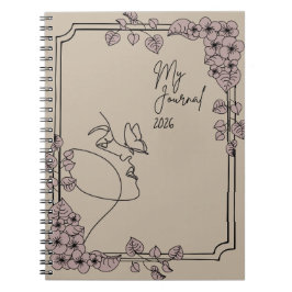 My Journal 2026 – Minimal Floral Line Art Aestheti Notizblock