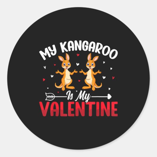 My Kangaroo Is My Valentine - Animal Lovers Valent Runder Aufkleber (Vorderseite)