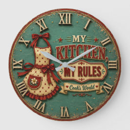 My Kitchen My Rules Vintage Farmhouse Große Wanduhr
