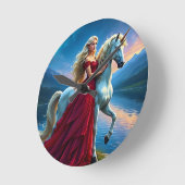 My Lady Unicorn Runde Wanduhr (Winkel)