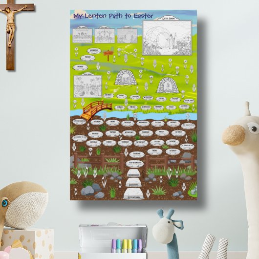 My Lenten Path to Easter Kids Interactive Coloring Poster
