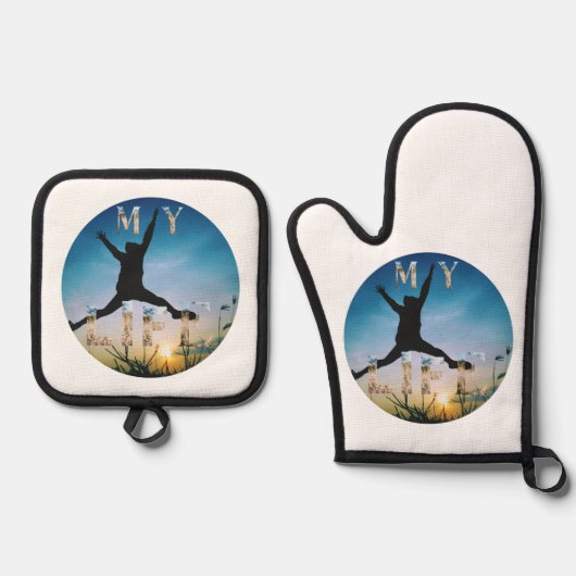 My Life – Inspirational Nature Design Apron Ofenhandschuh & Topflappen-Set (Vorderseite)