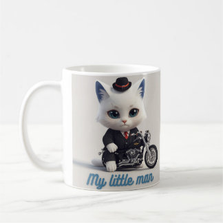 My Little Man Mug - Cute Kawaii Cat on Motorcycle  Kaffeetasse