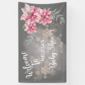 My Little Snowflake Pink Poinsettia Welcome Banner (Vertikal)