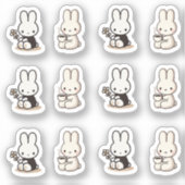 My little tiny bunny with cup and flower aufkleber (Vorderseite)