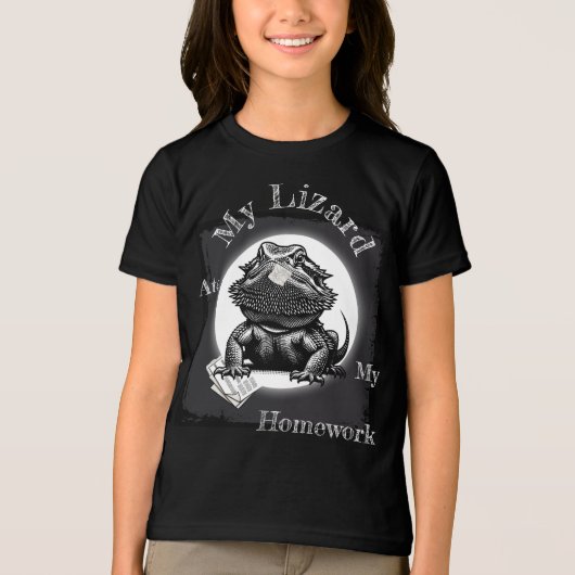 "My Lizard Ate My Homework" Funny Black Tri-Blend Shirt (Vorderseite)