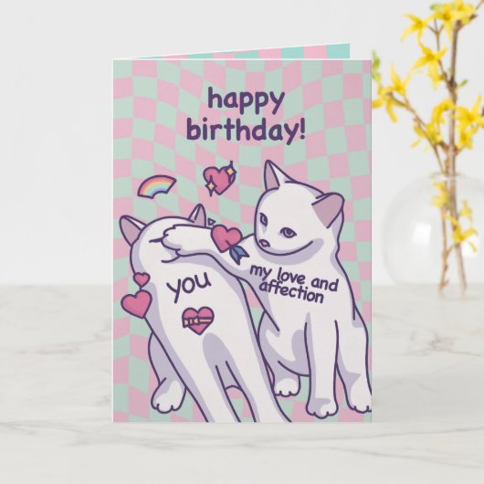 My Love and Affection Birthday Slap – Funny Cat Gr Karte (Gelbe Blume)