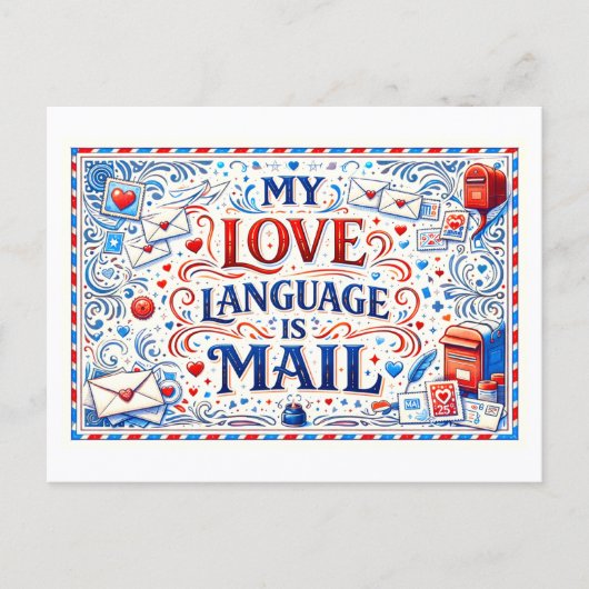 "My Love Language Is Mail" Postkarte (Vorderseite)