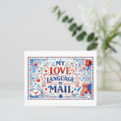 "My Love Language Is Mail" Postkarte (Stehend Vorderseite)