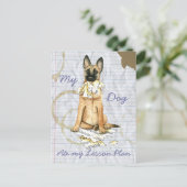 My Malinois Ate My Lessingplan Postkarte (Stehend Vorderseite)