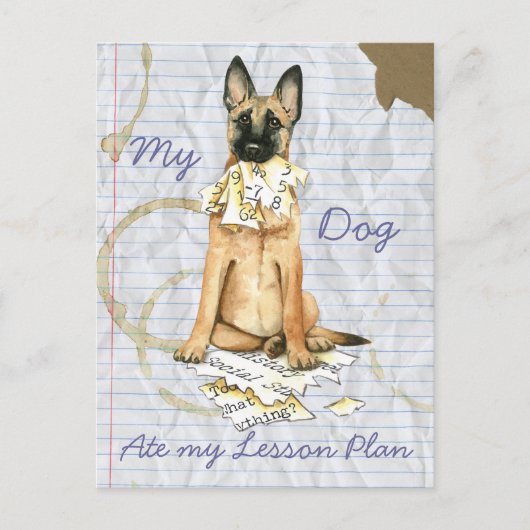 My Malinois Ate My Lessingplan Postkarte (Vorderseite)