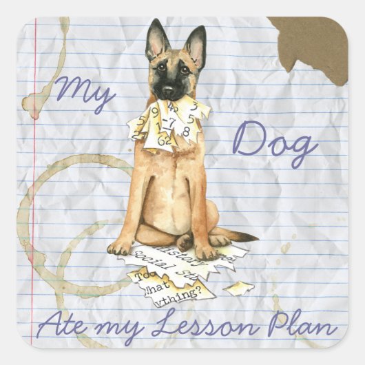 My Malinois Ate My Lessingplan Quadratischer Aufkleber (Vorderseite)