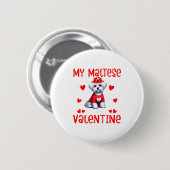 My Maltese Is My Valentine Hearts Costume Single O Button (Vorne & Hinten)