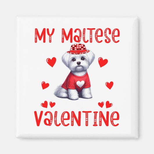 My Maltese Is My Valentine Hearts Costume Single O Magnet (Vorne)