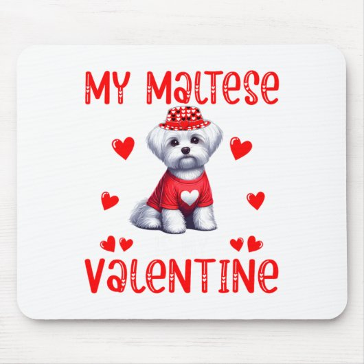 My Maltese Is My Valentine Hearts Costume Single O Mousepad (Vorne)