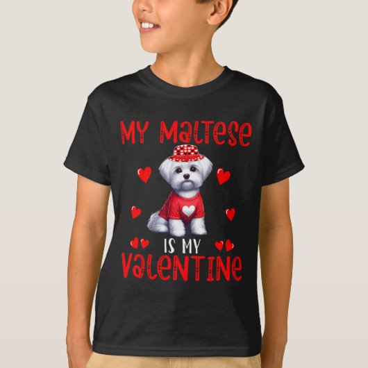 My Maltese Is My Valentine Hearts Costume Single O T-Shirt (Vorderseite)