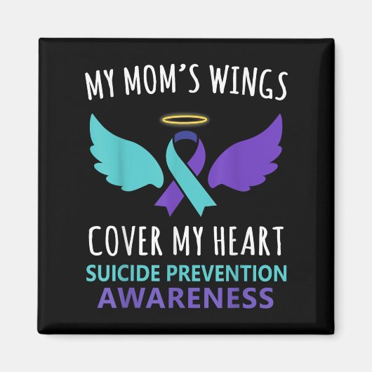My Mom's Wings Cover Heart Suicide Awareness Ribbo Magnet (Vorne)