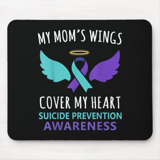 My Mom's Wings Cover Heart Suicide Awareness Ribbo Mousepad (Vorne)