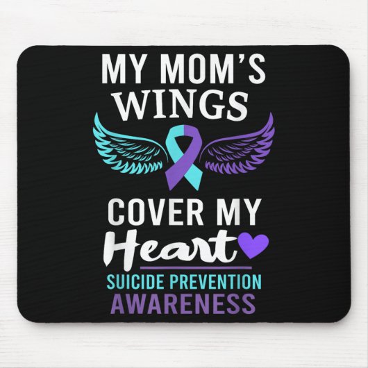 My Mom's Wings Cover Heart Suicide Awareness Ribbo Mousepad (Vorne)