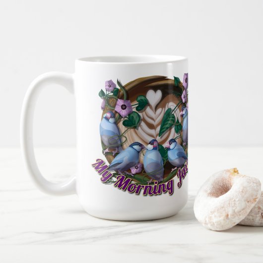 My morning JAVA with Java sparrows Kaffeetasse (Mit Donut)