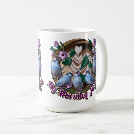 My morning JAVA with Java sparrows Kaffeetasse (VorderseiteRechts)
