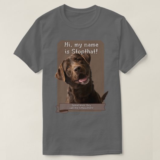 My Name Is Stopthat Funny Hyper Brown Lab Labrador T-Shirt (Design vorne)