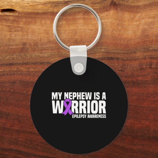 My Nephew Is A Warrior Purple Ribbon Epilepsy Awar Schlüsselanhänger (Vorderseite)