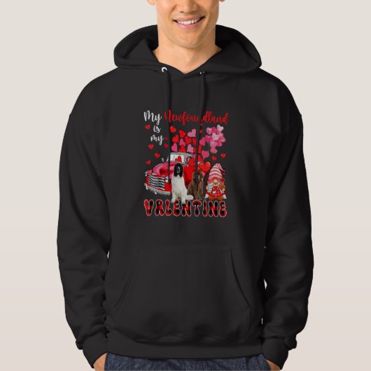 My Newfoundland Is My Valentine Two Dogs With Gnom Hoodie (Vorderseite)