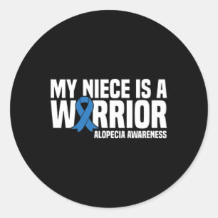 My Niece ist ein Warrior Blue Ribbon Alopecia Awar Runder Aufkleber
