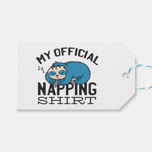 My official napping shirt - Lazy sleeping Sloth Geschenkanhänger (Vorderseite (Horizontal))