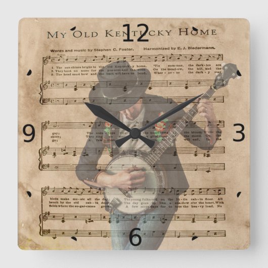 MY OLD KENTUCKY HOME QUADRATISCHE WANDUHR (Vorderseite)