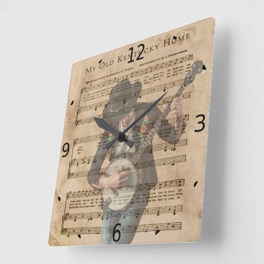 MY OLD KENTUCKY HOME QUADRATISCHE WANDUHR (Winkel)