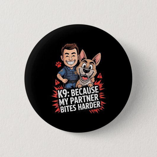 My Partner Bites K9 Handler Police Dog Tactical Ge Button (Vorderseite)