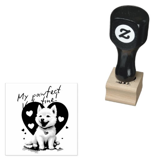 My Pawffect Valentine - Adorable White Jindo Puppy Gummistempel (Stempel)