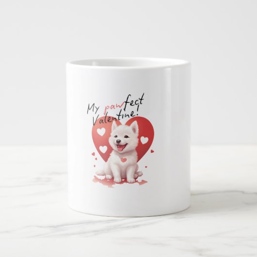 My Pawffect Valentine - Adorable White Jindo Puppy Jumbo-Tasse (Vorderseite)