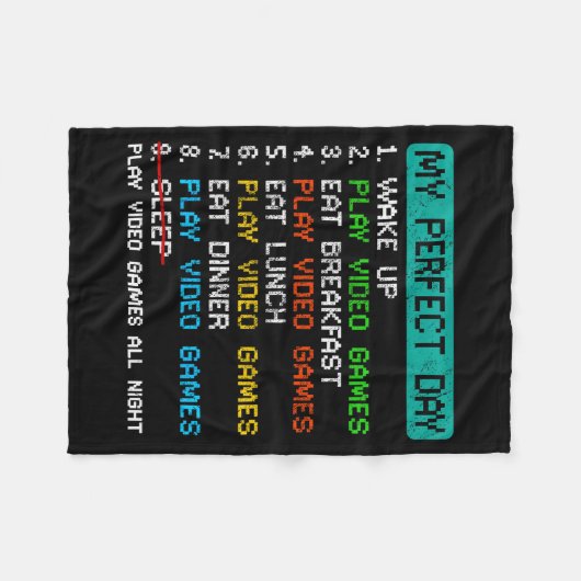 My Perfect Day Play Video Games Funny Gamer Gaming Fleecedecke (Vorderseite (Horizontal))