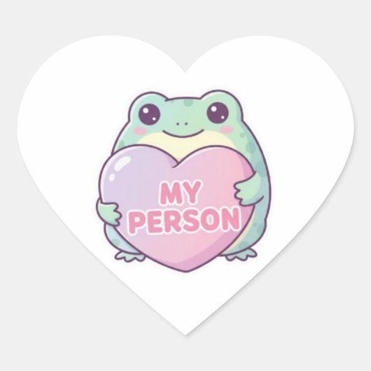 My Person Frog Sticker Cute Frog Hugging Heart Rom (Vorderseite)