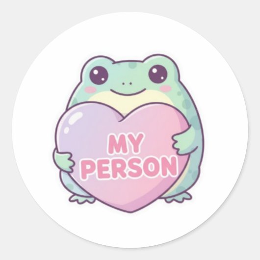 My Person Frog Sticker Cute Frog Hugging Heart Rom (Vorderseite)